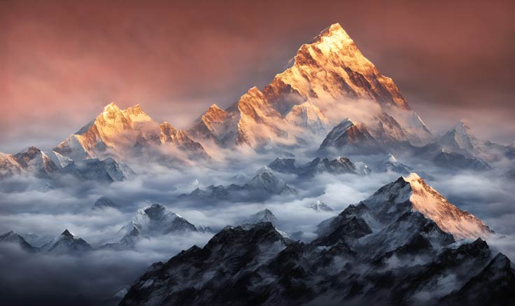 Everest und seine umliegenden Berge