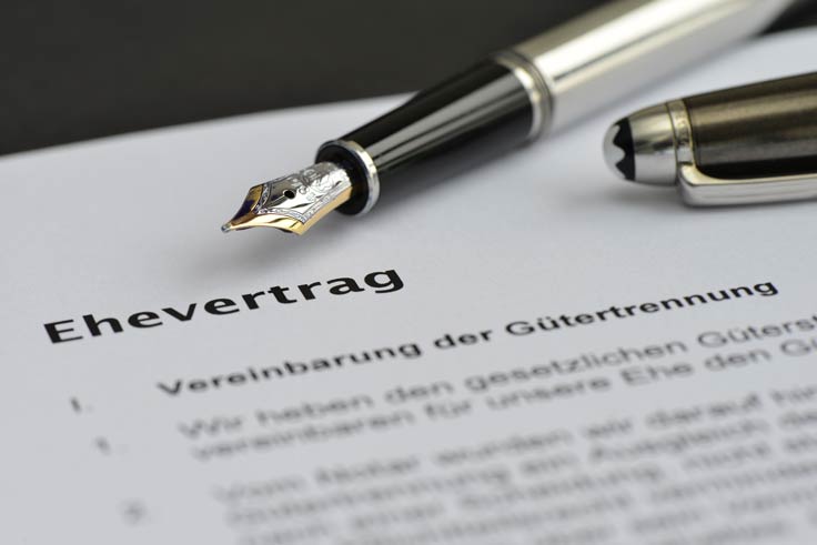 Regelungen in einem Ehevertrag